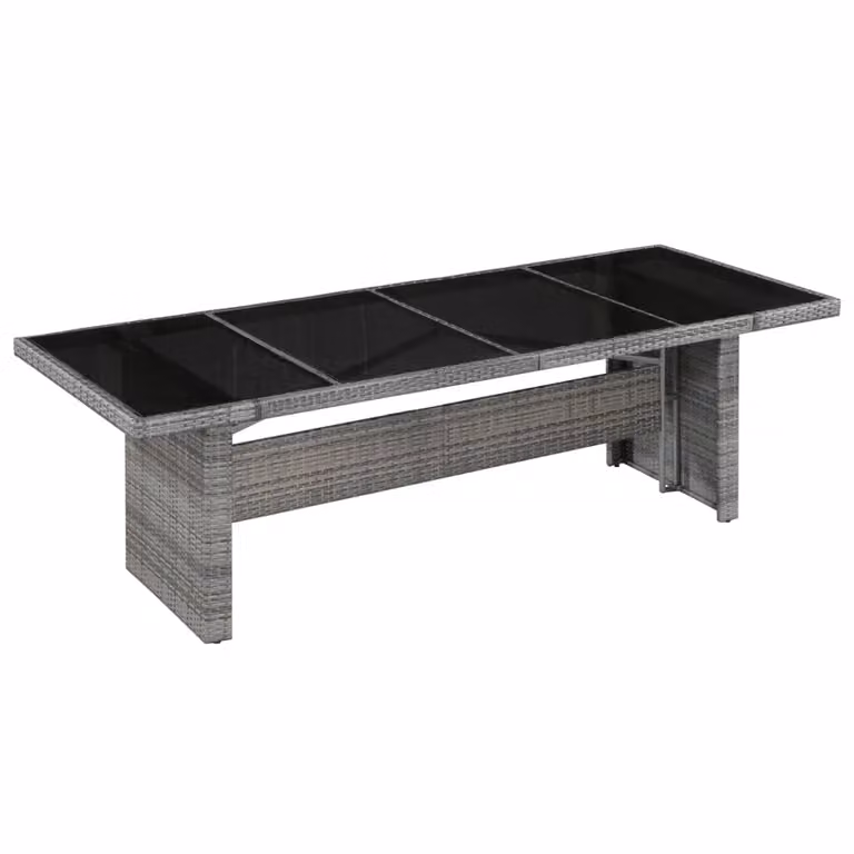 Tavolo da giardino 240x90x74 cm in polirattan e vetro