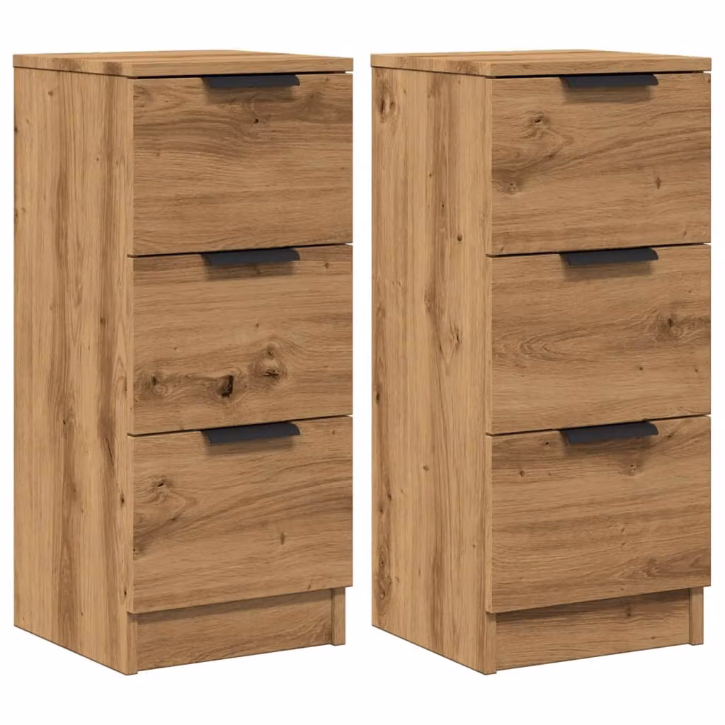 Credenze 2 pz Rovere Artigianale 30x30x70 cm Legno Multistrato