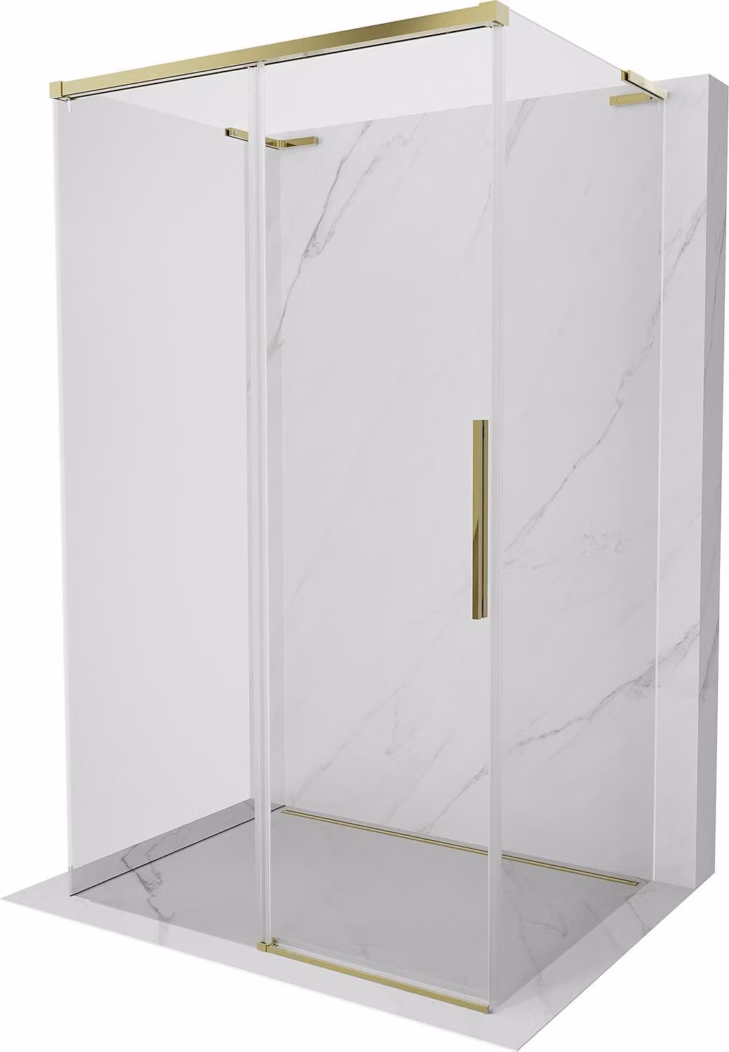 Mexen Rox-3S L cabina doccia a 3 lati scorrevole 160 x 110 cm, trasparente, dorata - 8C2L-160-110-50-00-3S