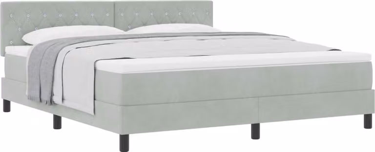 Letto a molle con materasso grigio chiaro 180 x 200 cm in velluto