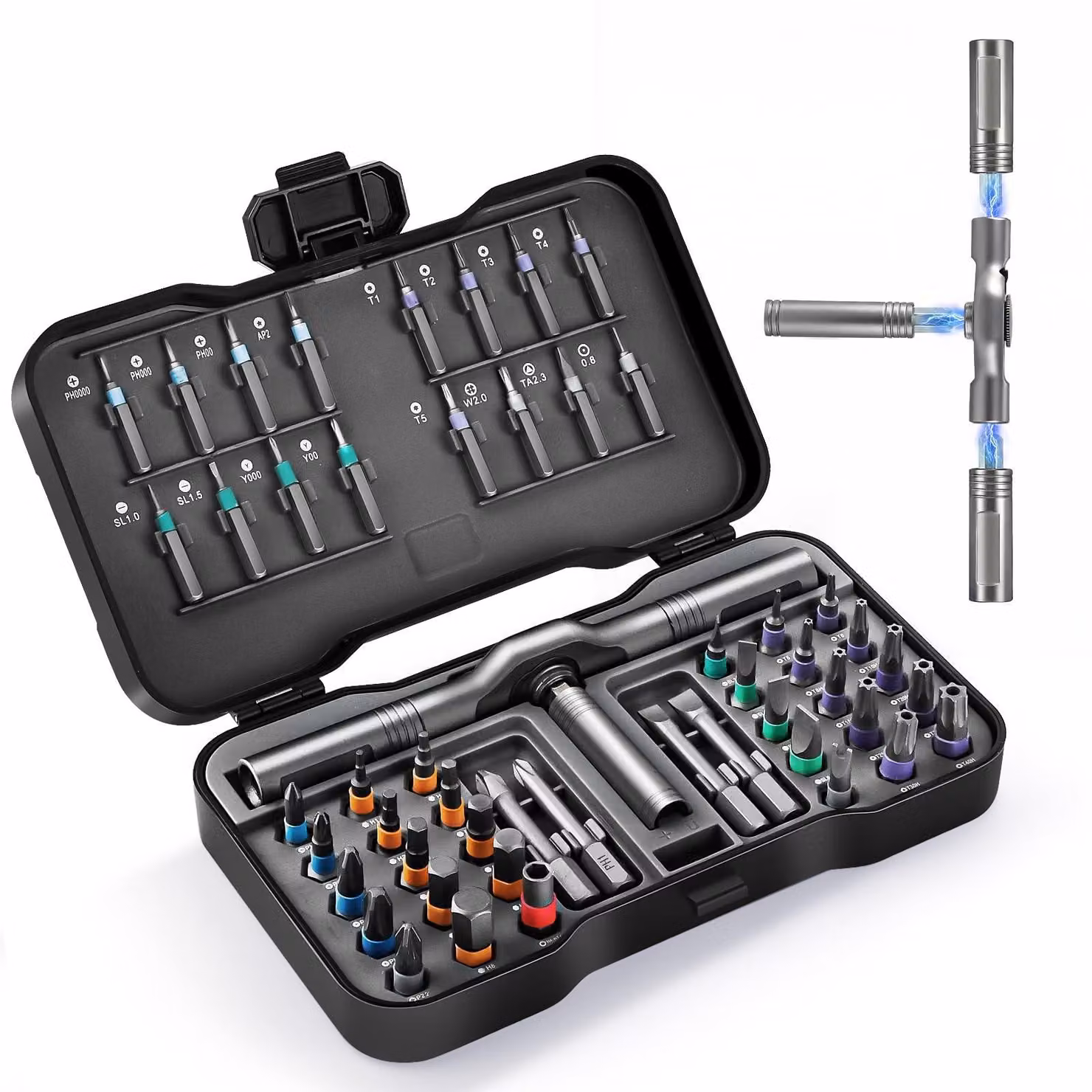 Elzusha - Set di cacciaviti magnetici 50-in-1 con impugnatura a T
