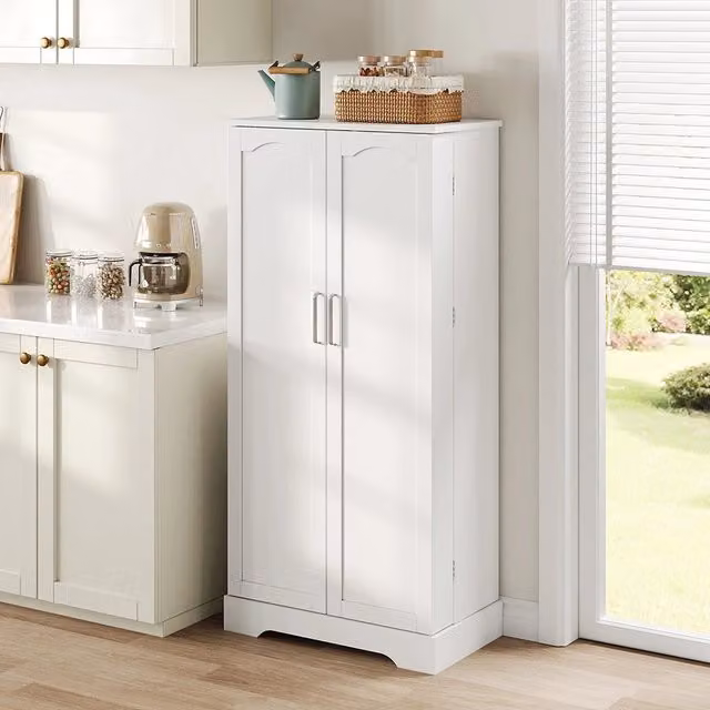 Colonna da Cucina Moderna Bianca con Illuminazione Integrata e Ripiani Interni L/P/H: 60 x 35 x 128 cm