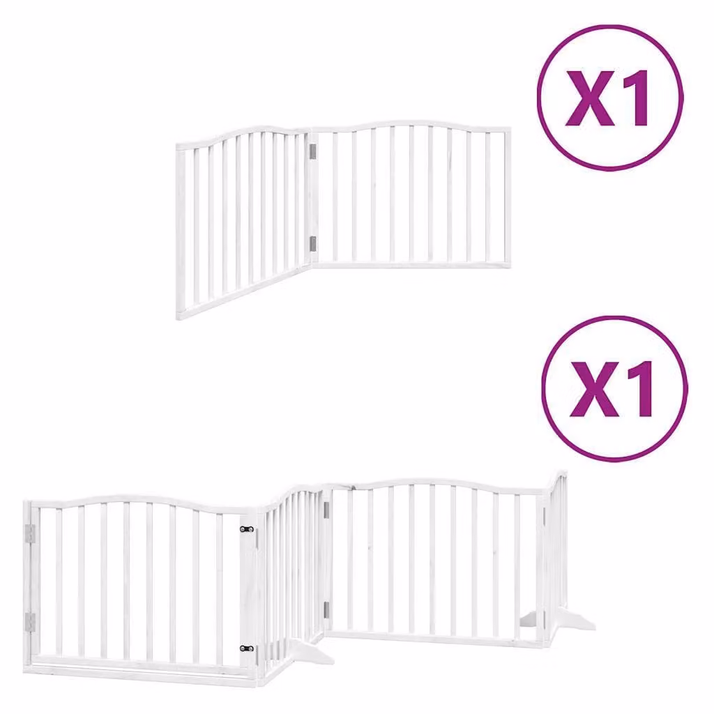 Cancello Cani Porta Pieghevole Bianco 6 Pannelli 480 cm Pioppo