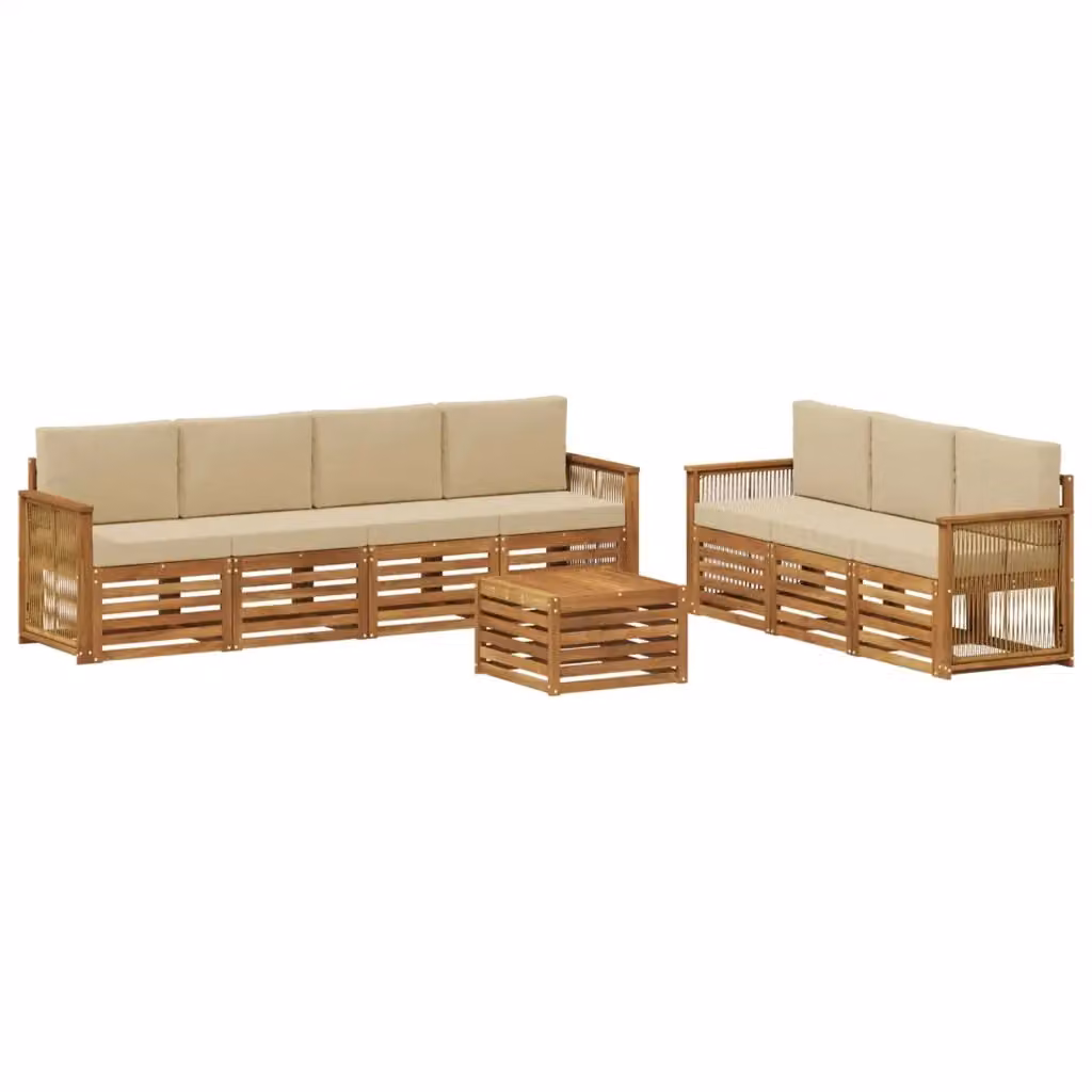 Set di divani da giardino vidaXL in legno di acacia massello con cuscini beige per 8 persone – 2