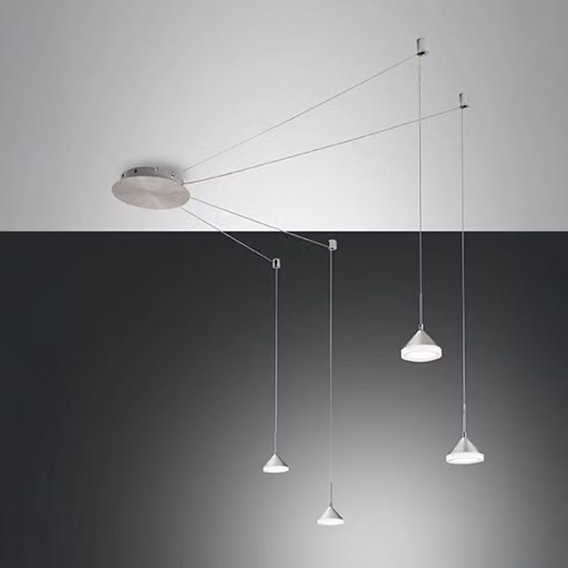 Lampadario a sospensione Isabella Fabas Luce in metallo argento e bianco con LED dimmerabile e altezza regolabile – 2