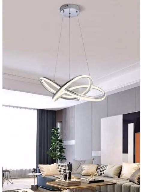 Lampadario a sospensione moderno Trade Shop A50 con LED intrecciato in rattan e metallo, colore bianco, 60 W