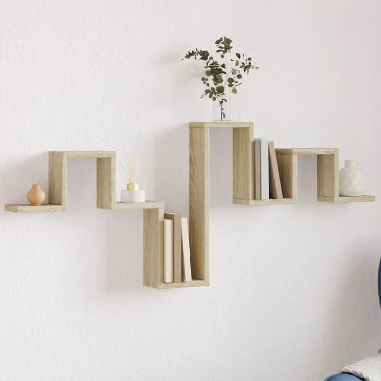 Scaffale a Parete Moderno vidaXL in Legno Rovere, L 104,5 x P 30 x H 43 cm