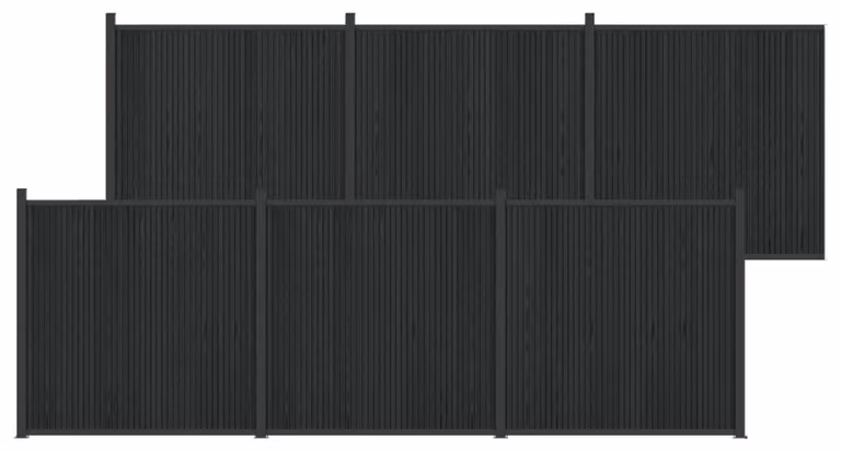 Pannello di Recinzione 6 pcs WPC e Alluminio Nero
