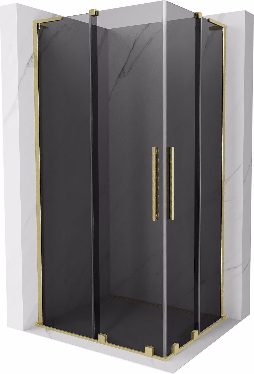 Mexen Velar L Duo cabina doccia scorrevole 90 x 80 cm, grafite, oro spazzolato - 871-090-080-02-43-55
