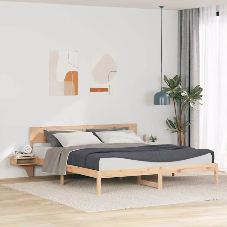 Struttura del letto vidaXL in pino massello marrone L/P/H: 200 x 200 x 210 cm