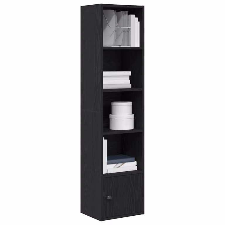 Libreria moderna vidaXL in legno nero con pannello posteriore L 31 cm, P 24 cm, H 127 cm