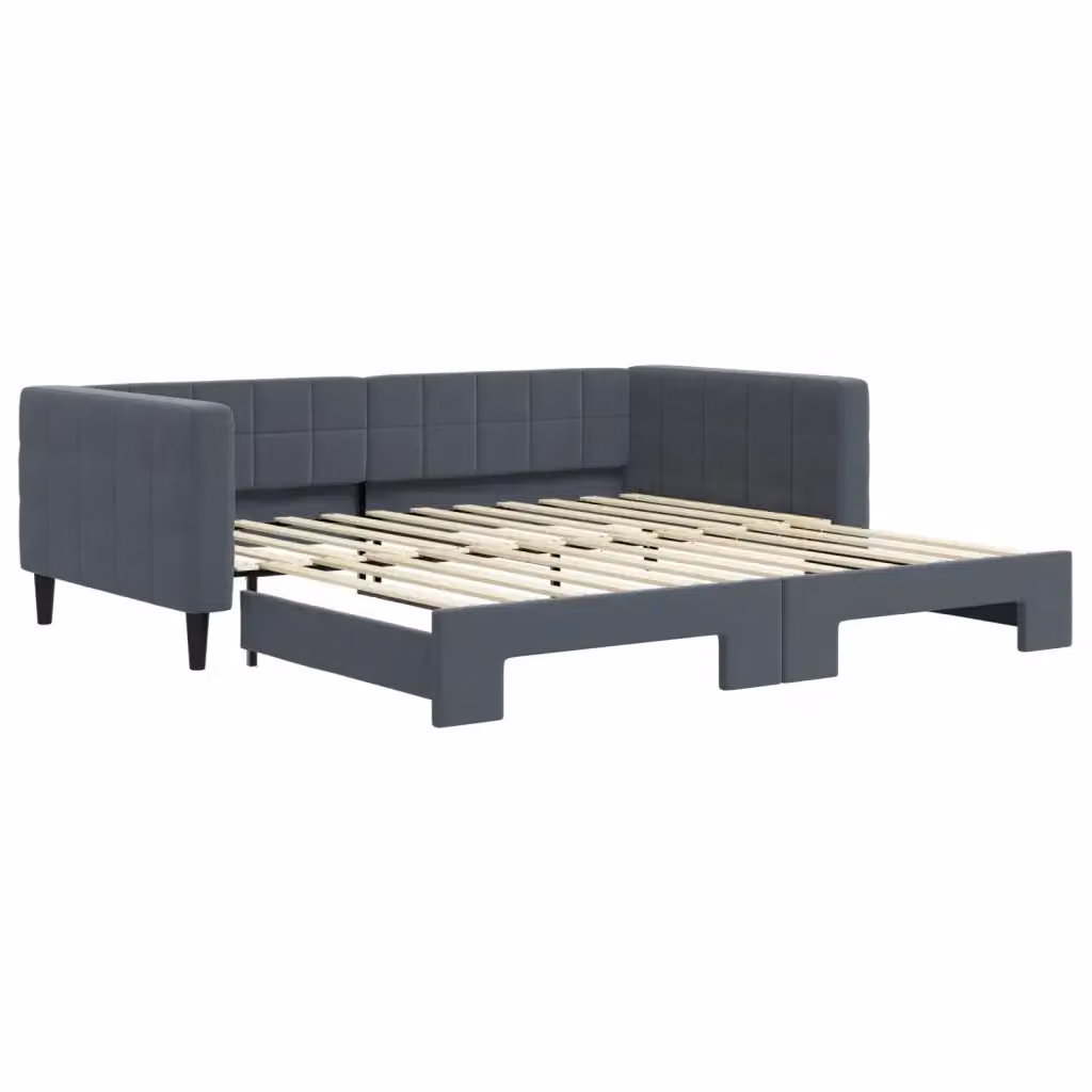 Divano Letto con Letto Estraibile vidaXL in Velluto Grigio per Soggiorno e Camera da Letto L/P/H: 223 x 110 x 68 cm, Letto Estraibile 100 x 200 cm – 2