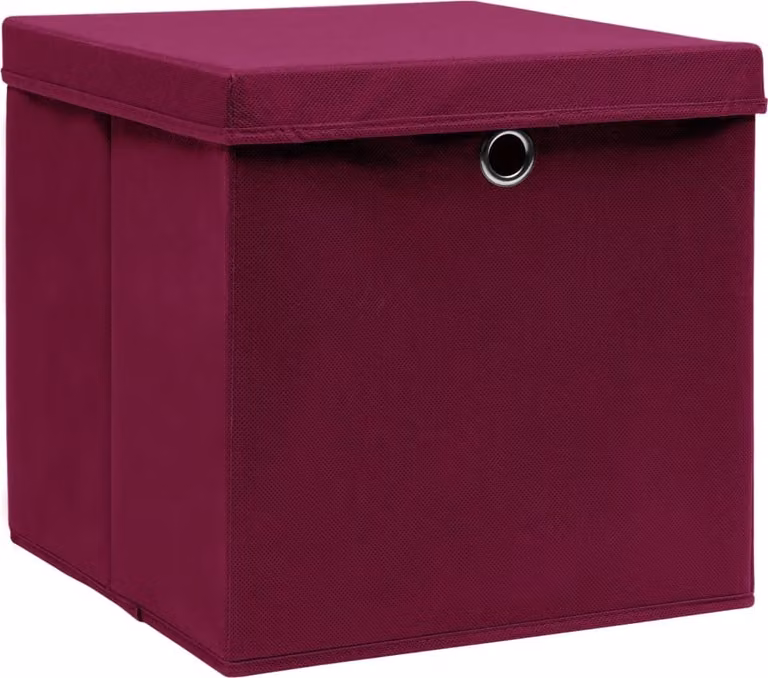 Contenitori con Coperchi 4 pz 28x28x28 cm Rosso Scuro