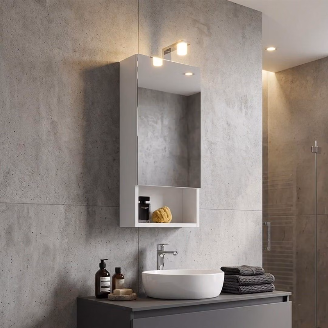 Specchio contenitore bianco ad un'anta 30cm con luce