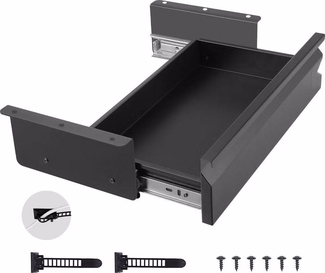 Cassetto sottobanco - Organizer da scrivania - Nascosto - Sottostruttura - Cassetto portamatite - Dimensioni 440 x 223 x 101 mm - Per tavoli sit-stand - Ufficio e home office