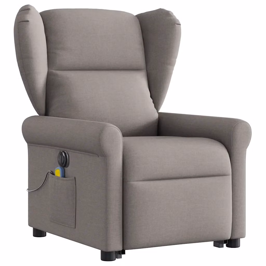 Poltrona Alzapersona Elettrica con Massaggio vidaXL in Tessuto Beige e Grigio per Senior – 2