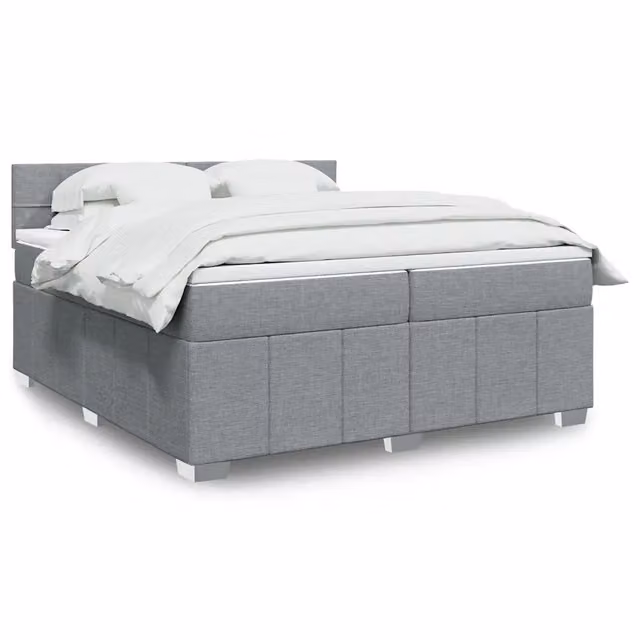 Letto Ibrido vidaXL con Giroletto a Molle e Materasso Grigio e Bianco L/P: 200 x 200 cm