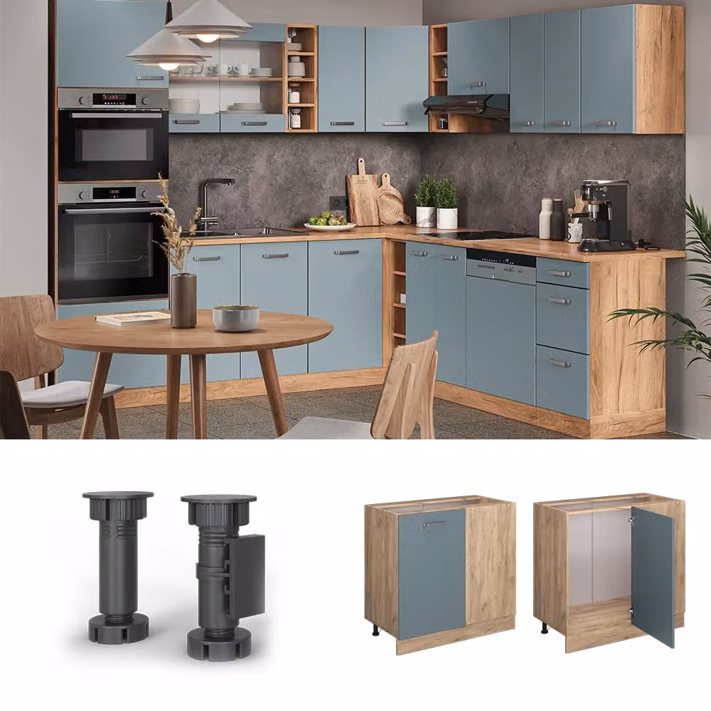 Mobile ad angolo cucina Vicco R-Line Grigio-blu e Rovere dorato L: 86 cm – 2
