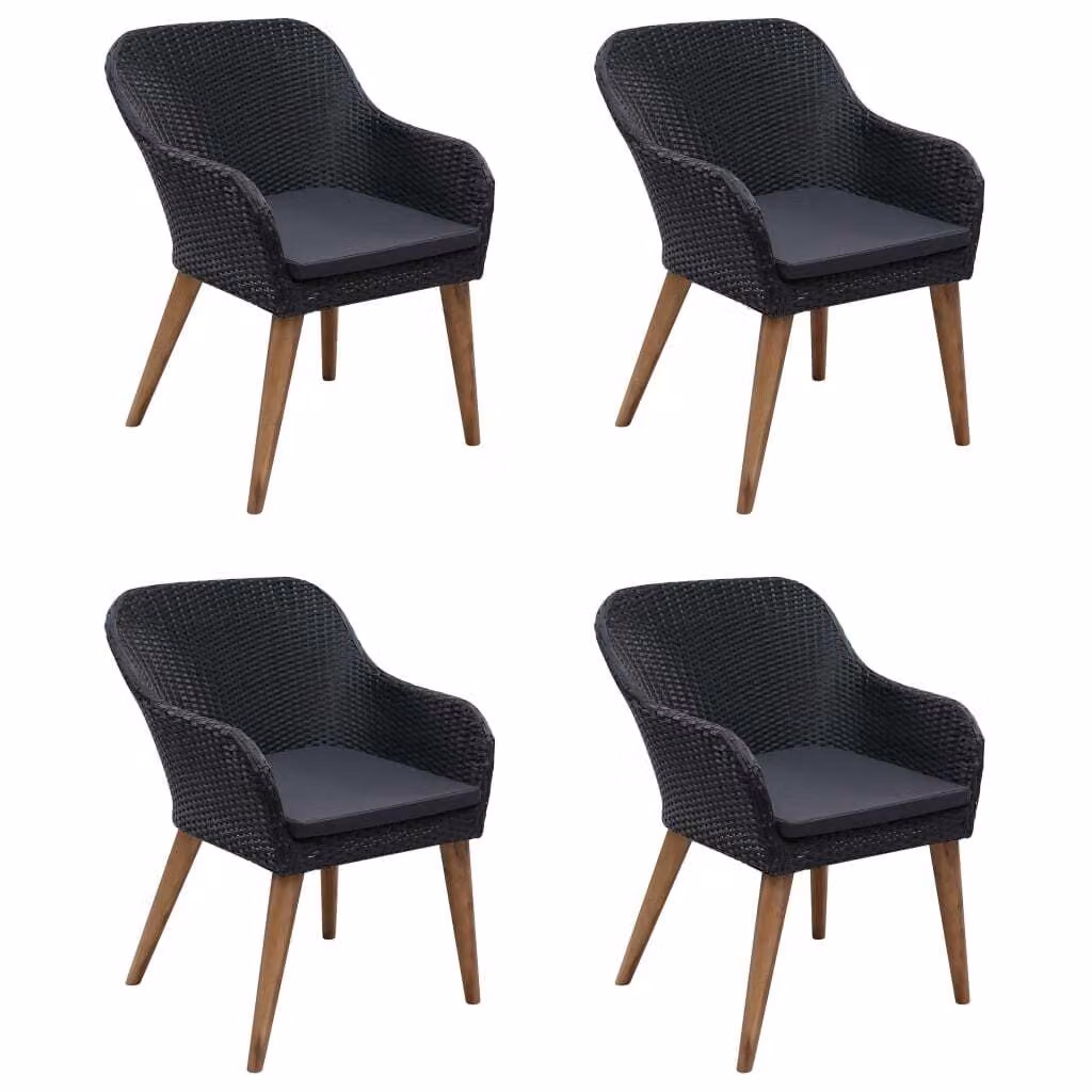 Set Mobili da Pranzo per Giardino 5 pz Nero