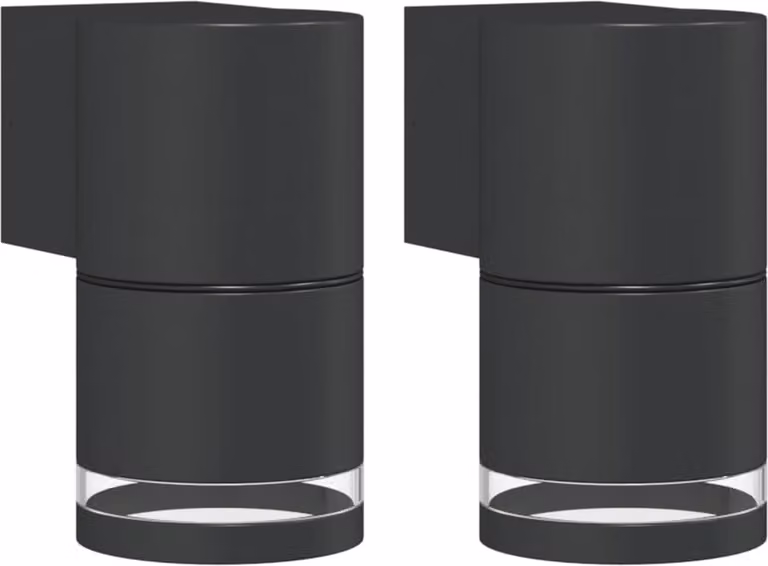 Applique da Parete per Esterni 2 pz Nere Alluminio Pressofuso
