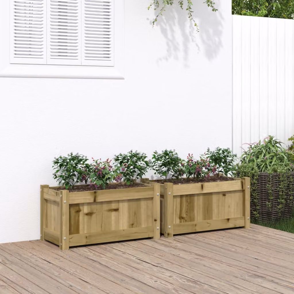 Set di 2 fioriere da giardino vidaXL in legno di pino impregnato, colore marrone