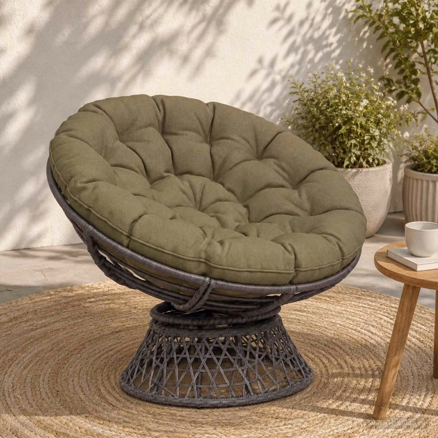 Cuscino per sedia Papasan vidaXL VIANEN rotondo in poliestere verde
