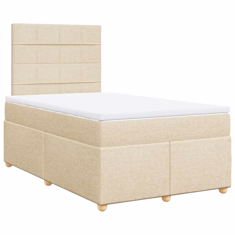Giroletto a Molle con Materasso Crema 120x190 cm in Tessuto