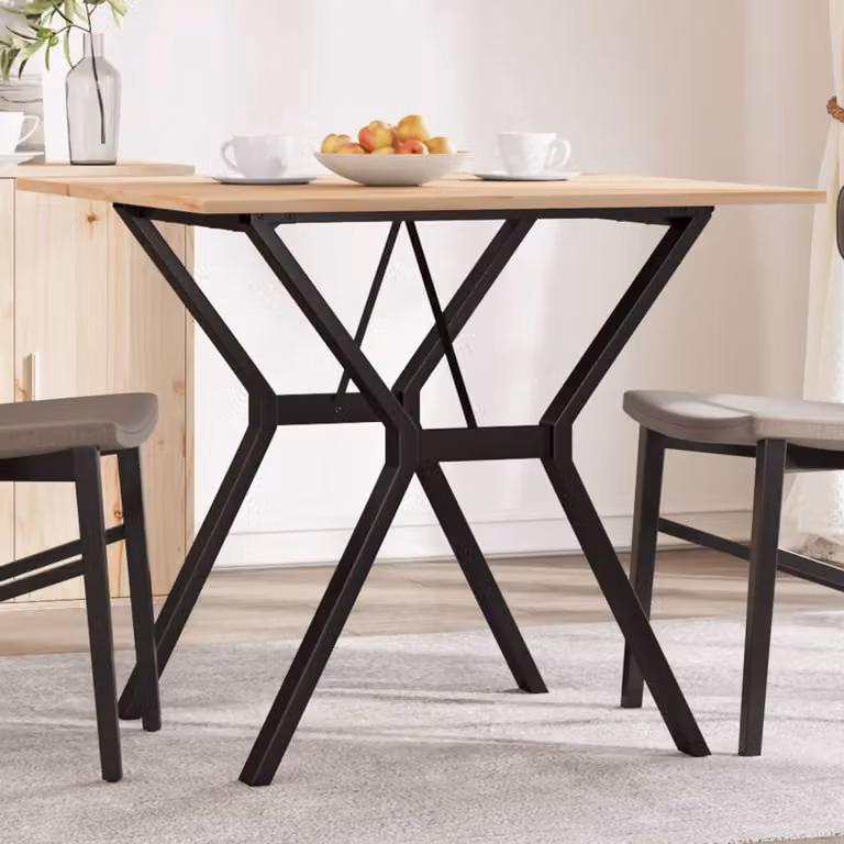 vidaXL Tavolo da Pranzo Quadrato in Legno di Pino e Acciaio Marrone con Telaio a X L: 80 cm, P: 80 cm, H: 75 cm