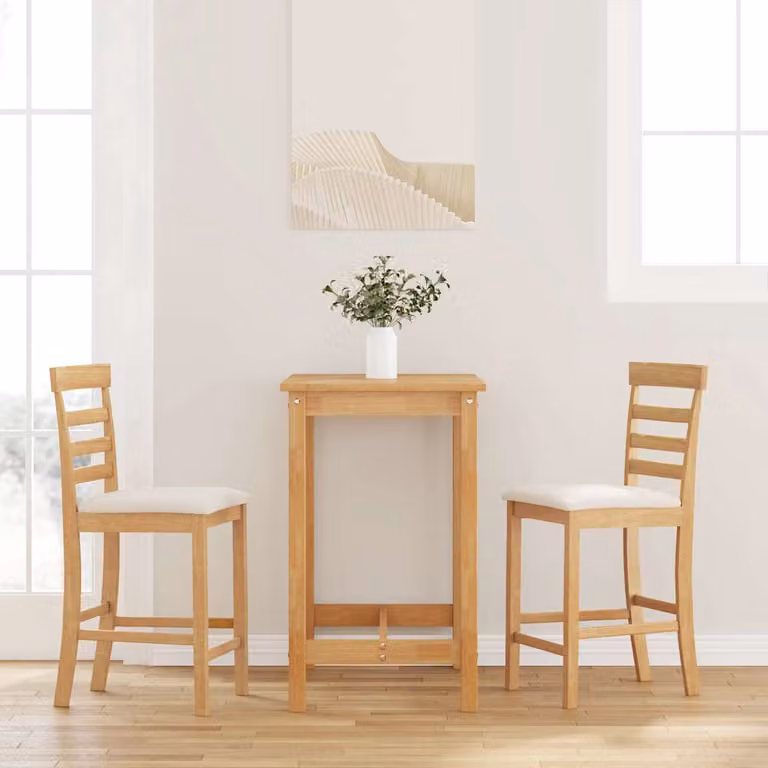 Set di 2 sgabelli da bar vidaXL in legno massello di hevea naturale con cuscini marroni