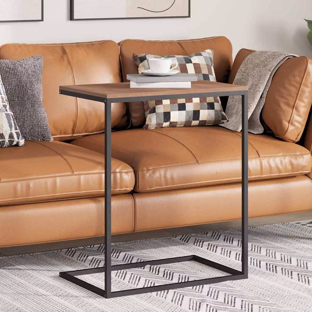 vidaXL Tavolino da Salotto Moderno in Legno e Metallo Nero e Marrone L: 55 cm, P: 35 cm, H: 66 cm