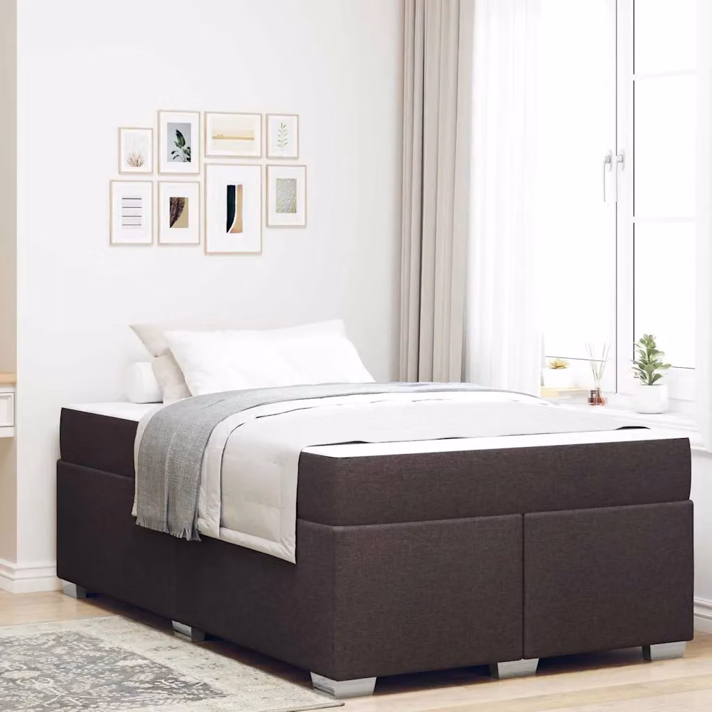 Struttura del letto moderna vidaXL in tessuto marrone con doghe in legno L/P/H: 120 x 200 x 120,5 cm – 1
