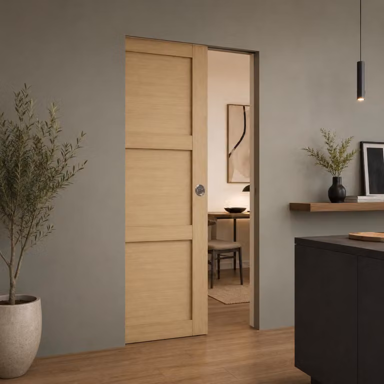 Porta scorrevole in legno Ayous 3 pannelli H204 x L73 cm, con incasso Gd Menuserie