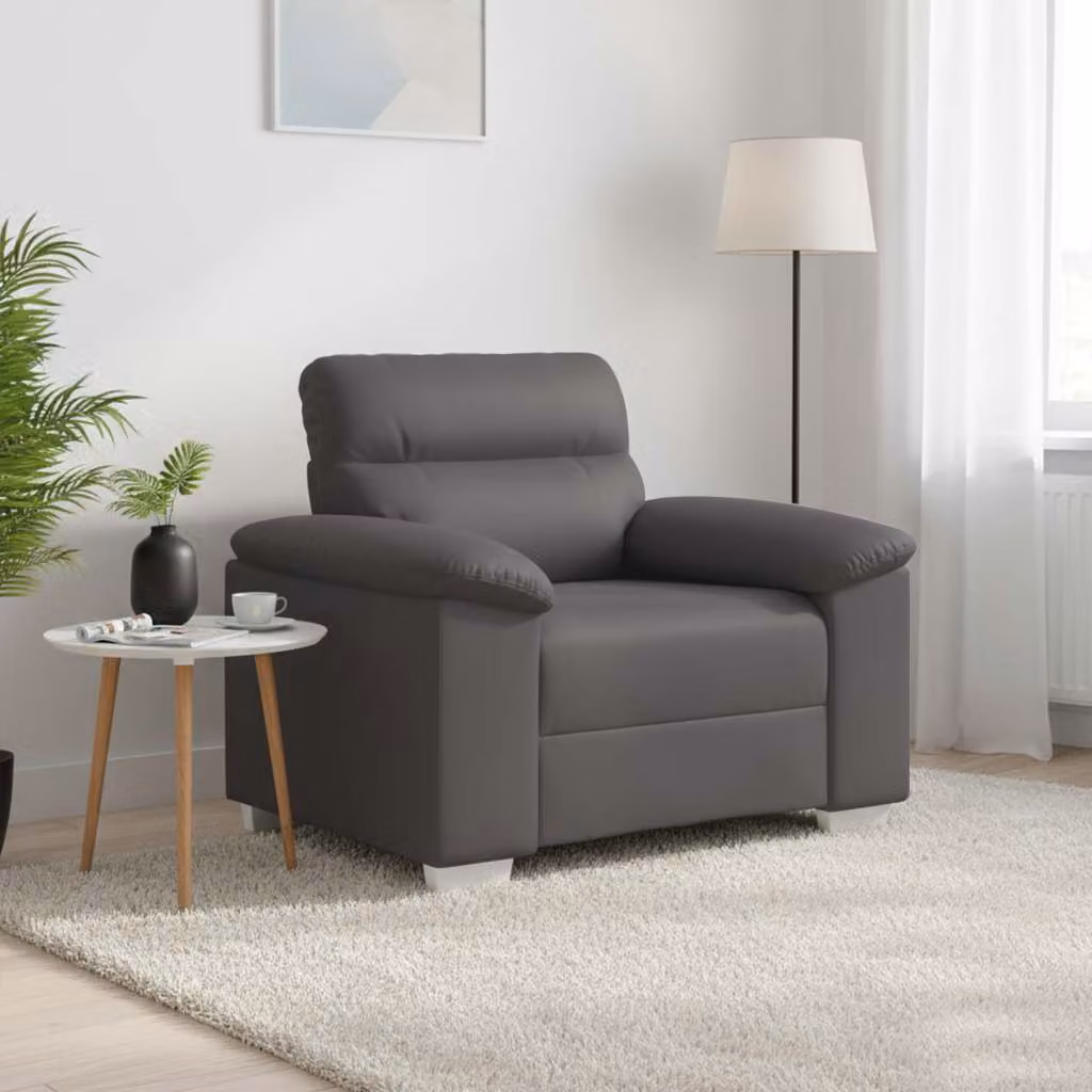 Poltrona lounge vidaXL in similpelle grigia con braccioli, L: 100 cm, P: 81 cm, H: 84 cm