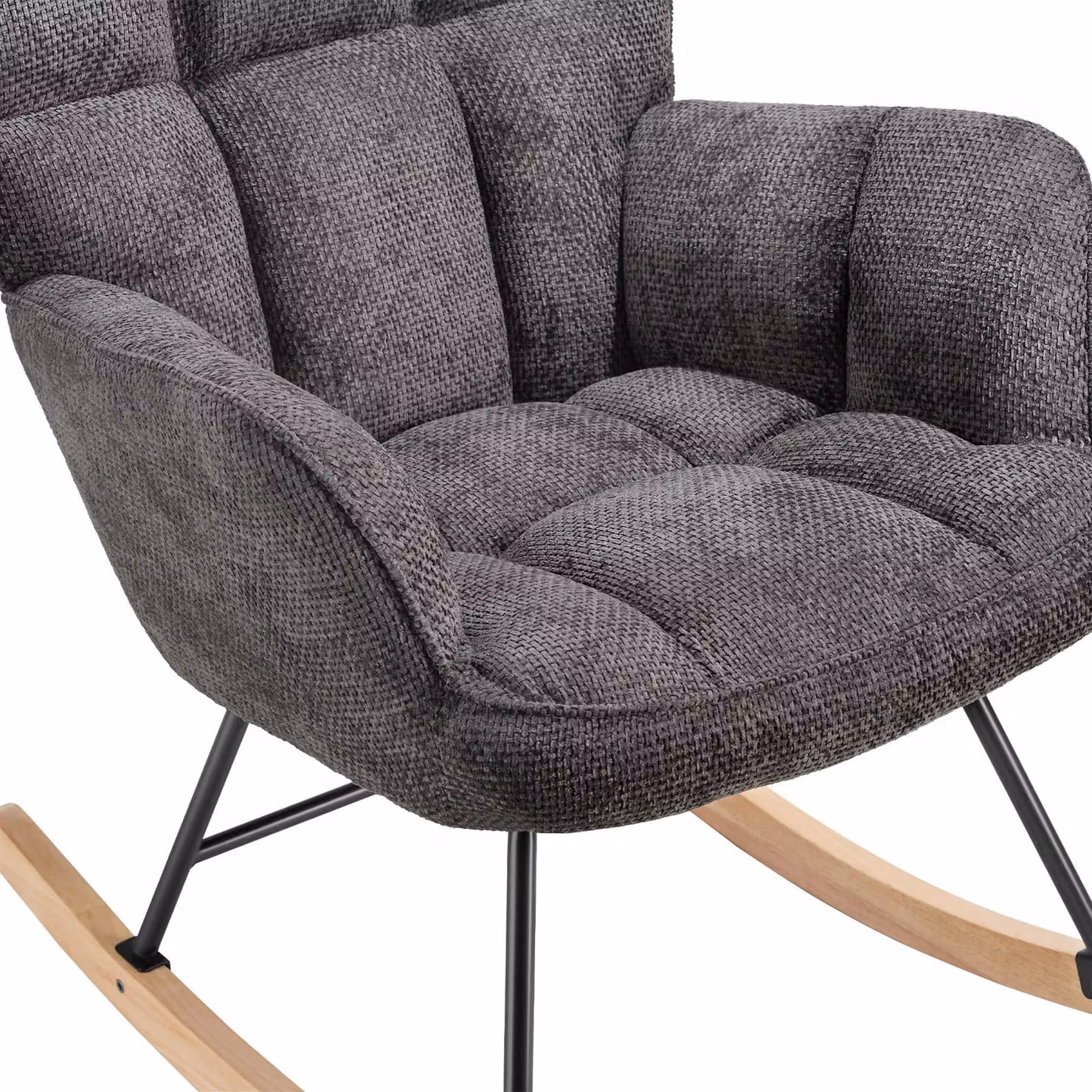 Sedia relax reclinabile TecTake GmbH in velluto antracite con braccioli e struttura in metallo e legno in stile scandinavo – 1
