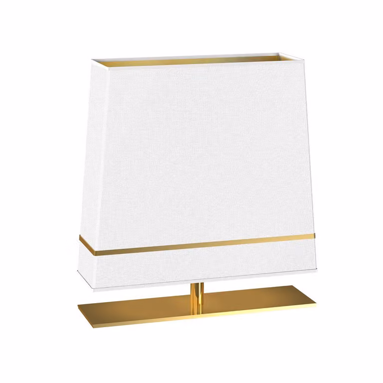 Lampada da tavolo con paralume Volans bianco e oro, 1xE27x60W, ottone, dimensioni: 52x50x20 cm, IP20, Milagro