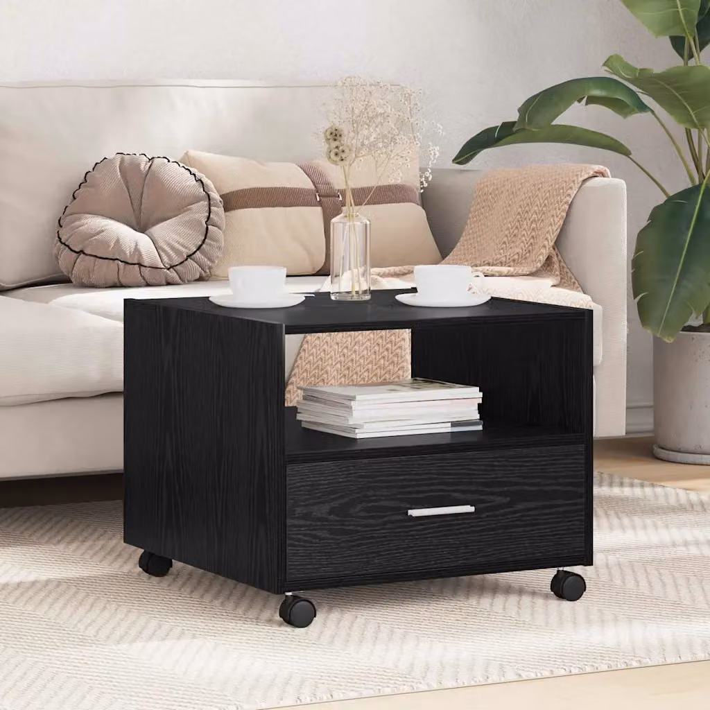 Tavolino da salotto moderno vidaXL in MDF laminato rovere e nero L 55 cm x P 55 cm x H 45 cm