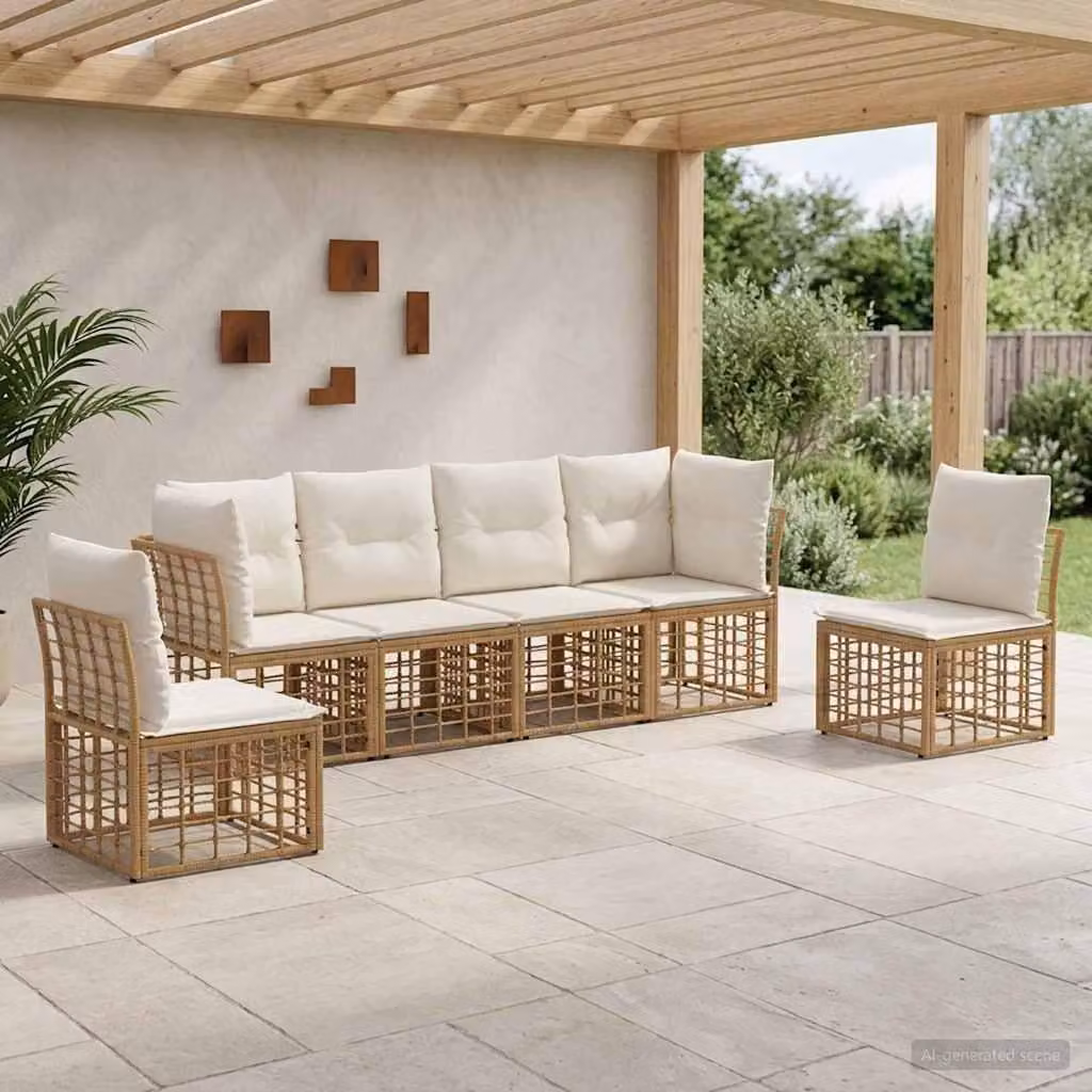 Maison Exclusive - Set divani da esterno in poliestere naturale
