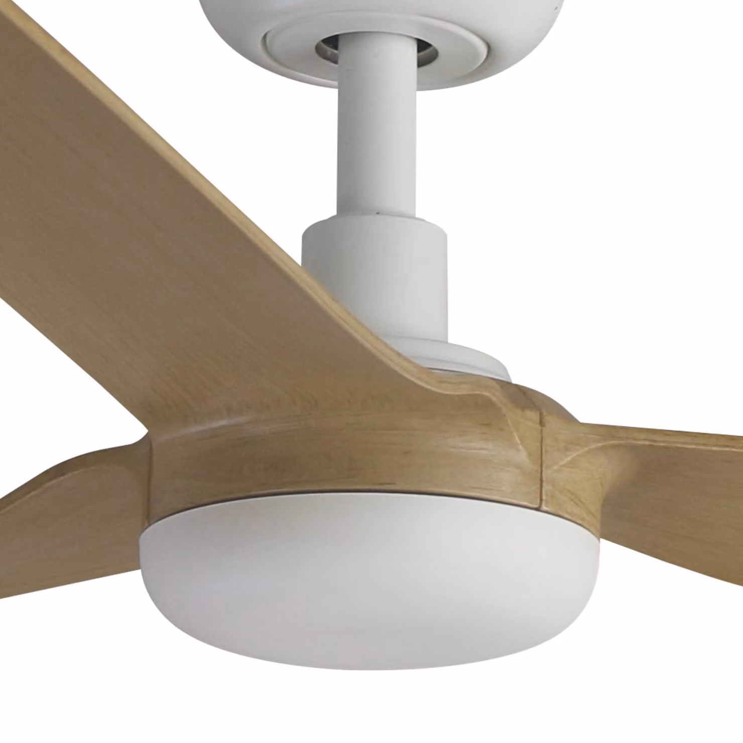 FARO BARCELONA Ventilatore Punt M, DC, bianco/legno chiaro M, Bianco / Opale, Soggiorno / Sala da pranzo, Metallo, Moderno