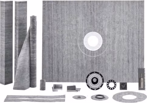 VEVOR Kit Cordolo Doccia Rettangolare Grigio con Flangia Centrale da 50,8 mm, Membrana Impermeabile, Griglia in Acciaio Inossidabile e Sigillante per Giunti, L: 121,9 cm x P: 152,4 cm