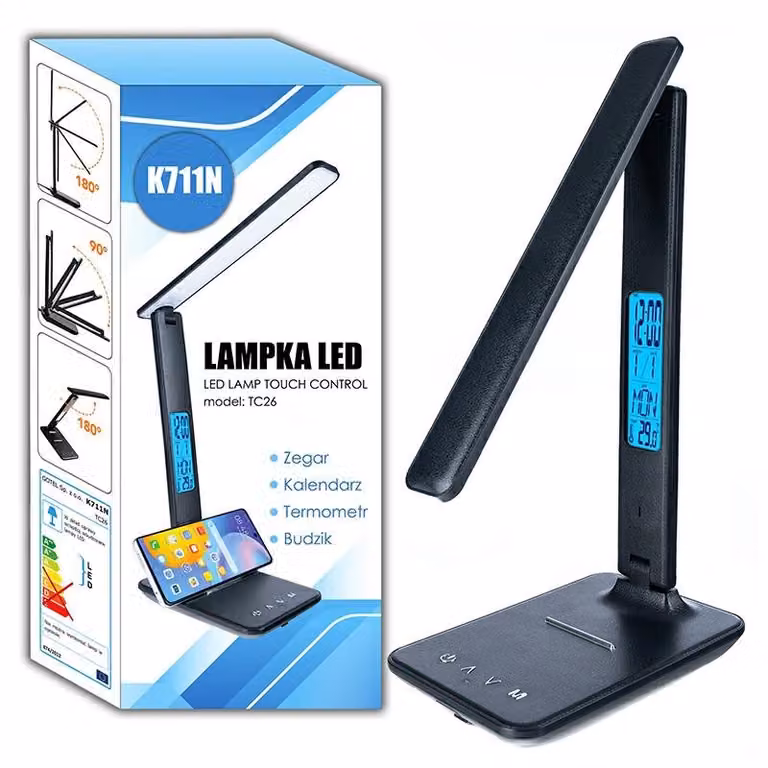 GOTEL GOT K711N Lampada da tavolo con termometro, orologio, calendario e sveglia