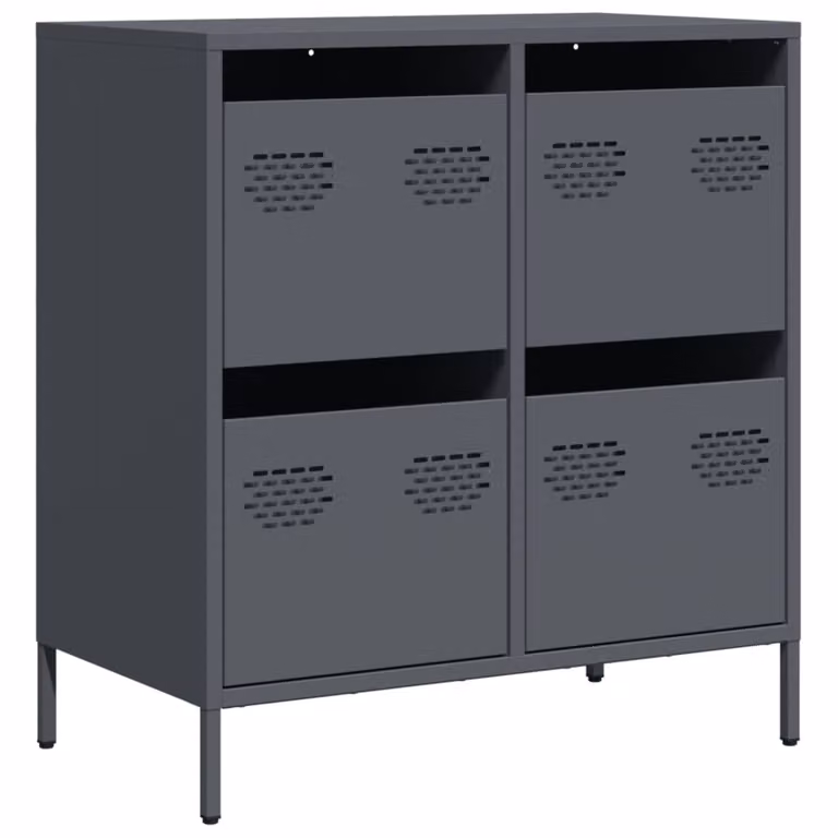 Credenza Antracite 68x39x73,5 cm in Acciaio Laminato a Freddo