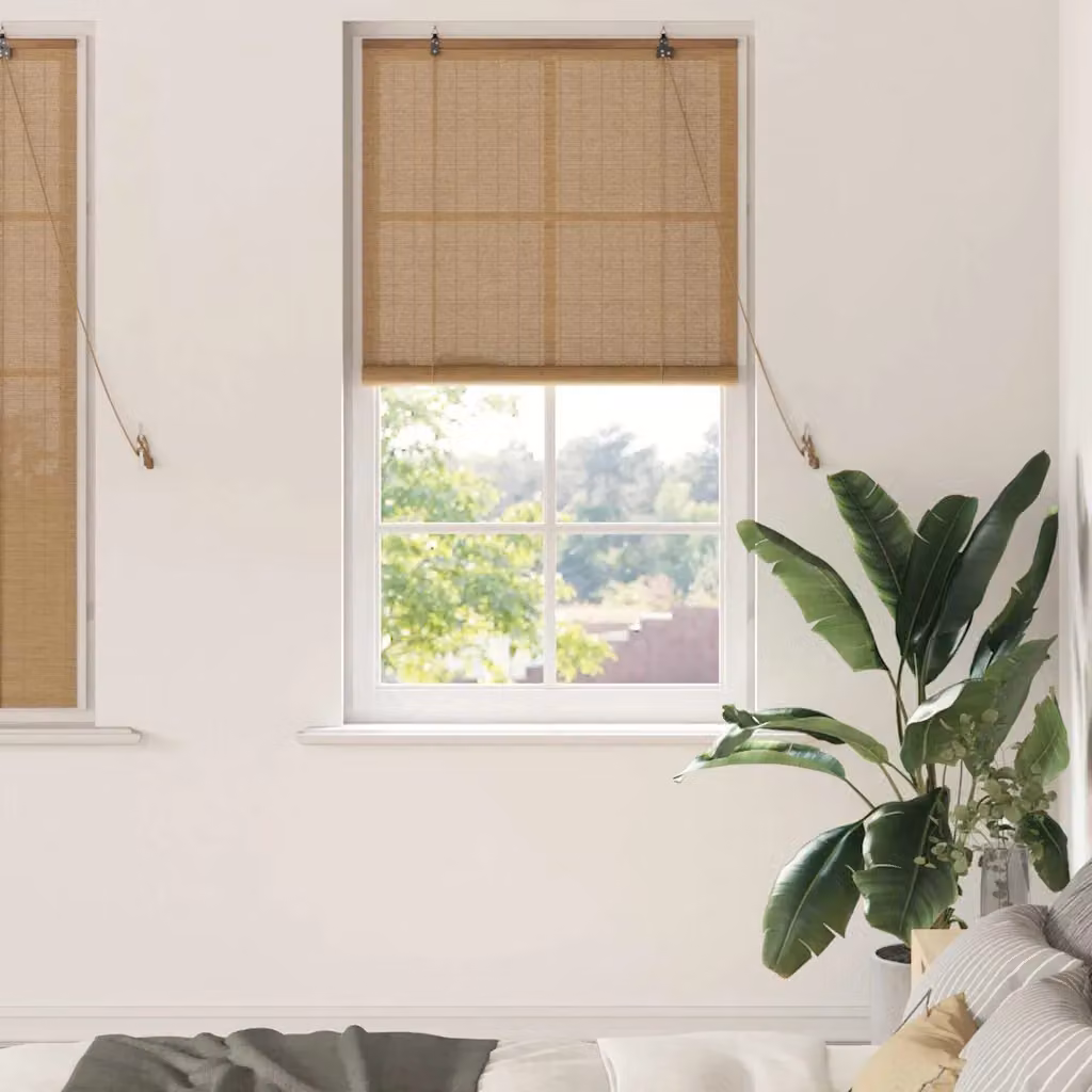 Tenda a rullo vidaXL in bambù beige e marrone, resistente ai raggi UV, L 80 cm x H 160 cm