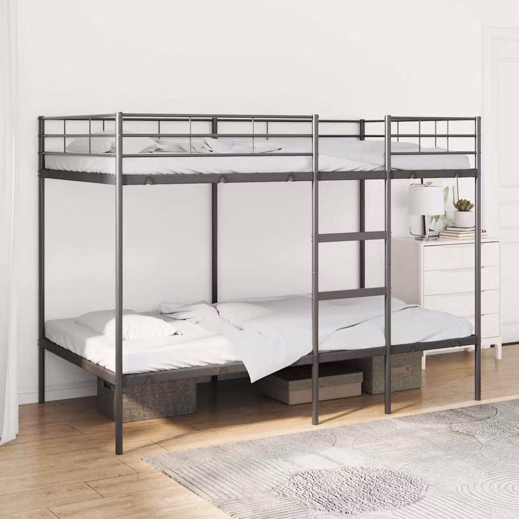 Letto a castello vidaXL in metallo nero per adulti L/P/H: 200 x 100 x 150 cm
