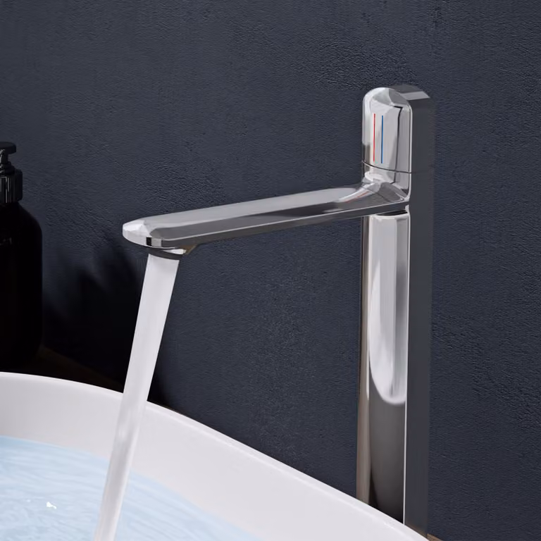 doporro Miscelatore lavabo bagno in ottone dorato, monocomando per acqua calda e fredda 31,3 cm WAO-1190H