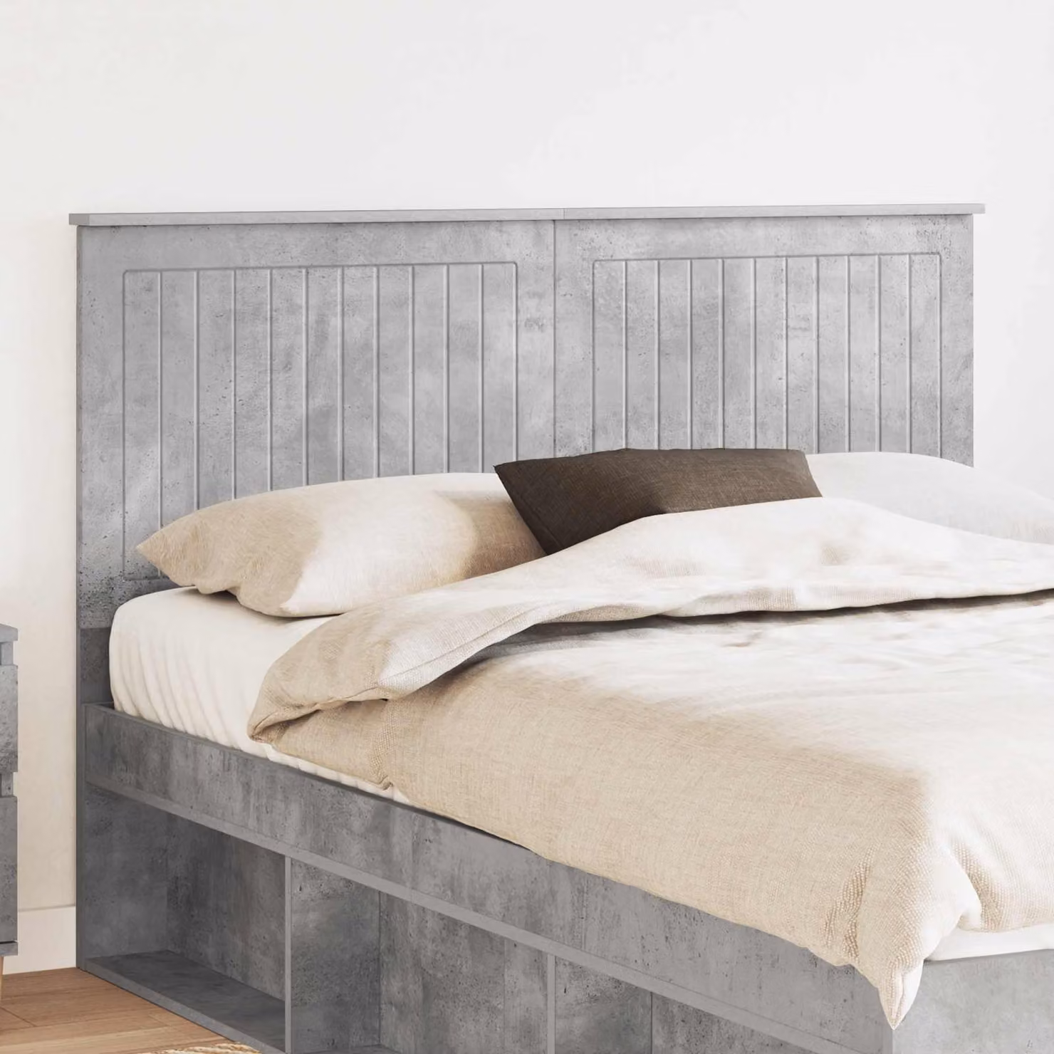 Testiera per letto moderna vidaXL in legno ingegnerizzato, colore grigio cemento