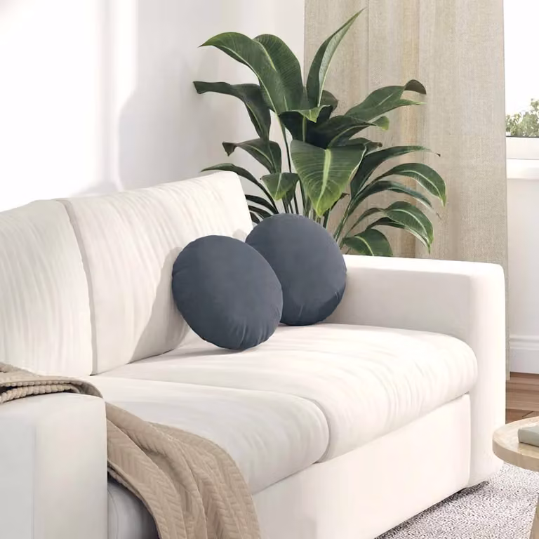 Set di 2 cuscini per seduta rotondi vidaXL in velluto grigio, Ø 30 x 13 cm