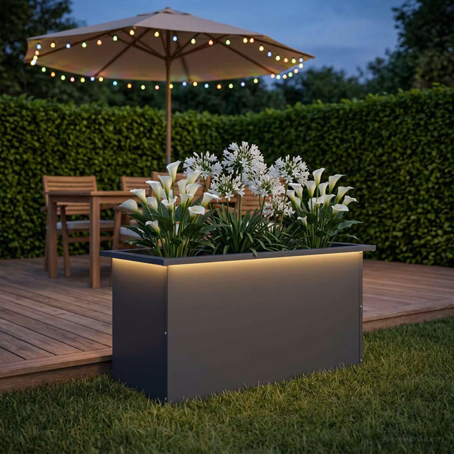 Fioriera da giardino con LED vidaXL in acciaio color antracite L 80 x P 40 x H 40 cm