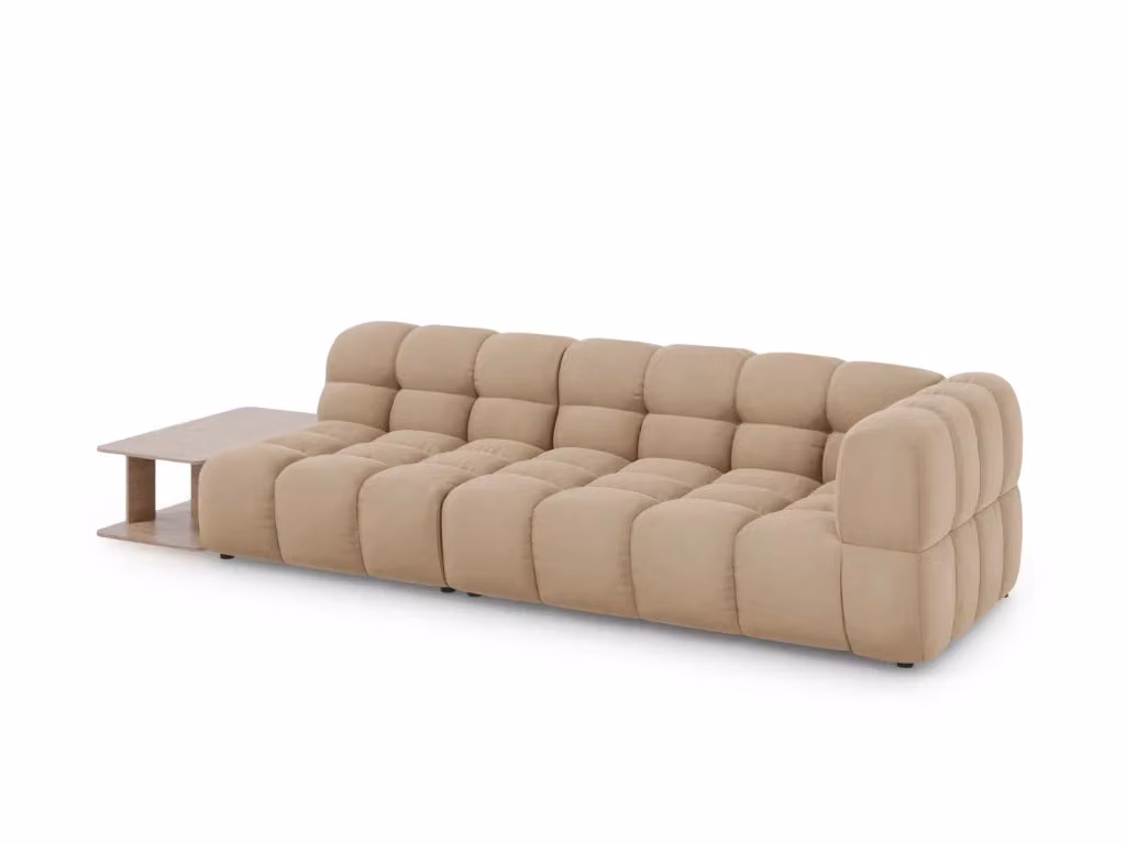 Divano modulare Sky Cosmopolitan Design a 4 posti in velluto color sabbia con configurazione a sinistra L/P/H: 297 x 174 x 85 cm – 2