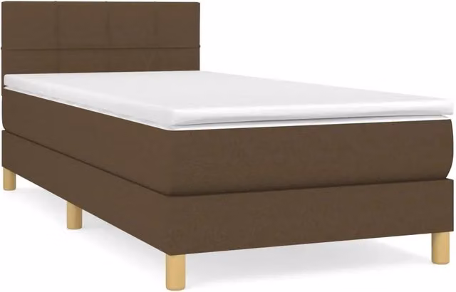 Letto singolo | Letto per adulti | Giroletto a Molle con Materasso Marrone Scuro 100x200cm Tessuto