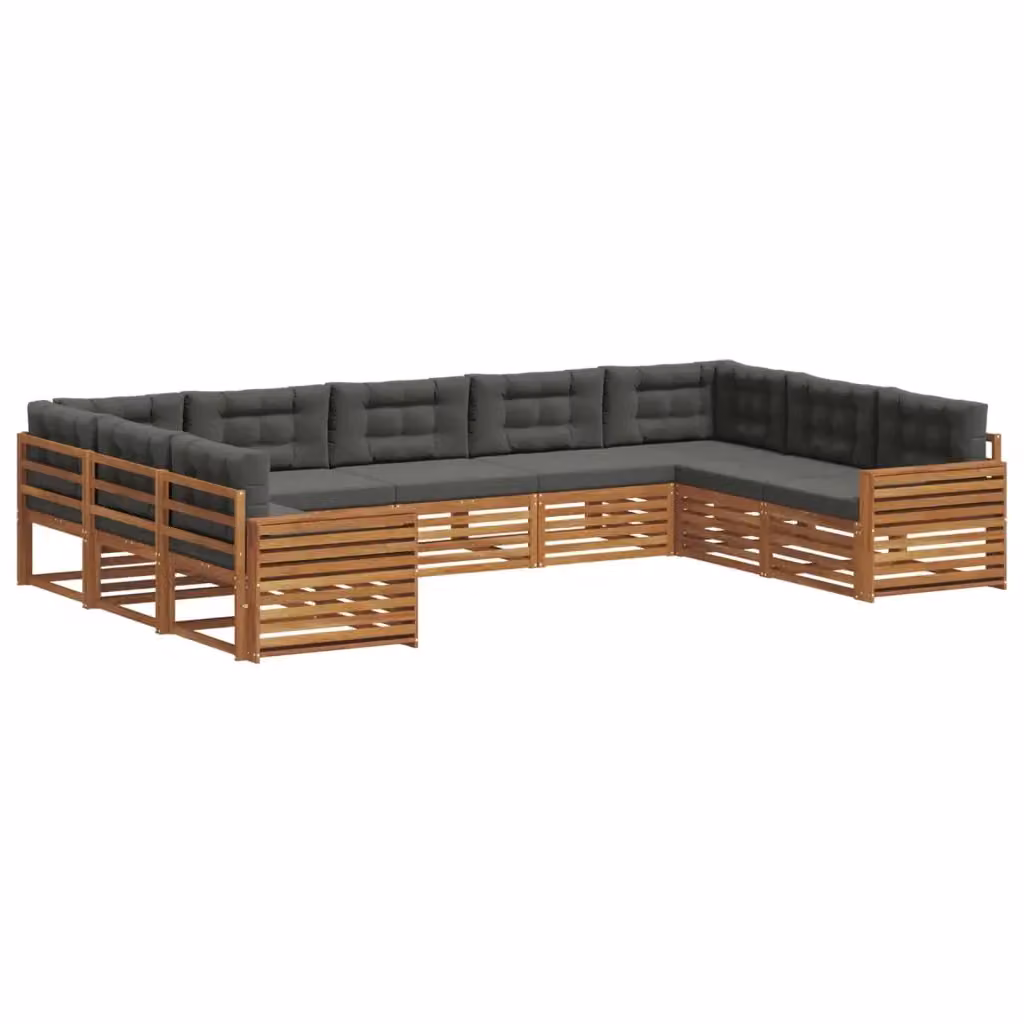 Set di divani da esterno a L vidaXL in legno di acacia con cuscini, colore antracite e beige – 2
